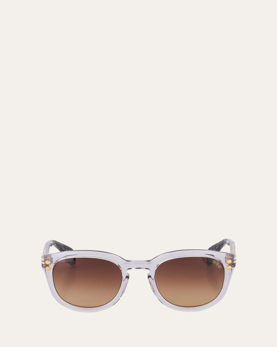 Gradient Grey Acetate Round Sunglasses